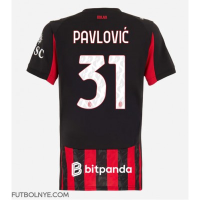 Camiseta AC Milan Strahinja Pavlovic #31 Primera Equipación para mujer 2025-26 manga corta Camiseta AC Milan Strahinja Pavlovic #31 Primera Equipación para mujer 2025-26 manga corta